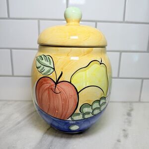 Bella Ceramica Alfresco Fruit #1 Canister 10” Hand Painted Jar Crock